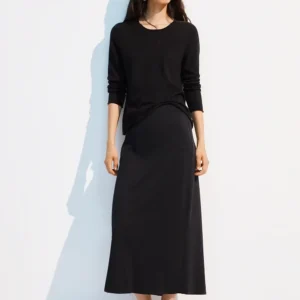 Falda Midi Fluida de Talle Alto