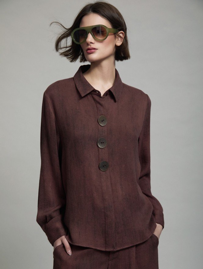 Camisa Fluida con Botonadura Frontal