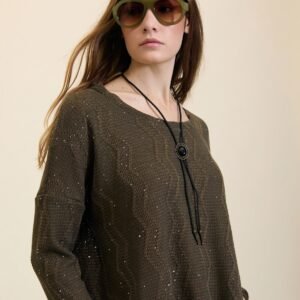 Jersey de Punto Zigzag con Lentejuelas
