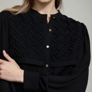 Camisa de Gasa con Tejido Trenzado