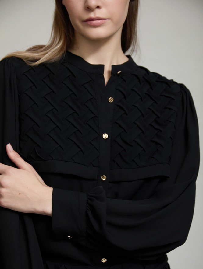 Camisa de Gasa con Tejido Trenzado