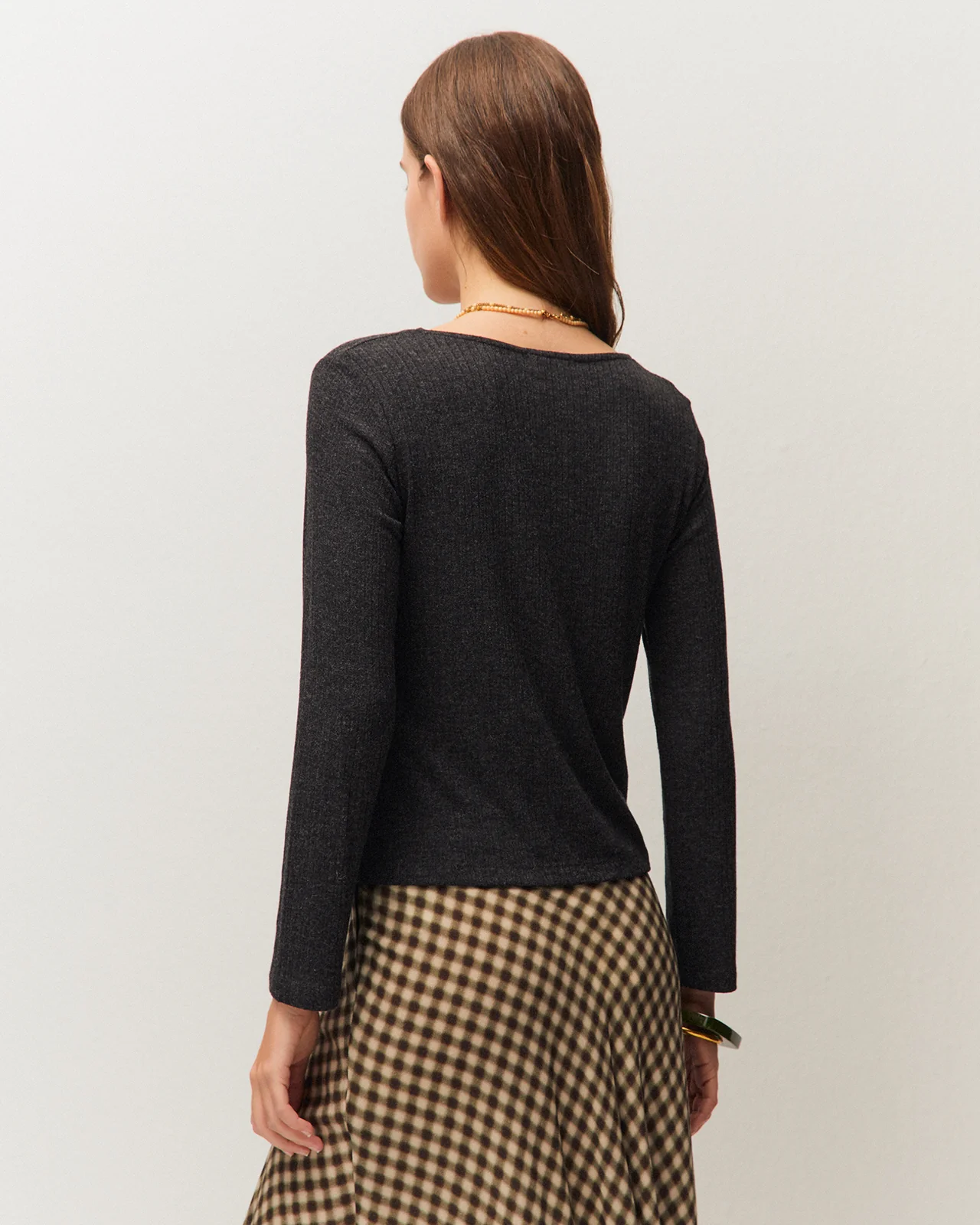 Camiseta de Canalé con Escote Fruncido - Imagen 2