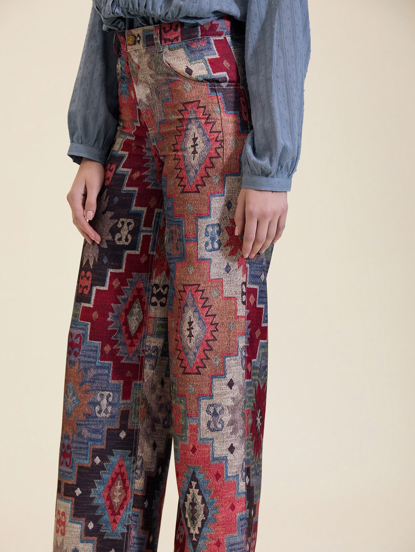 Pantalón Fluido Estampado Étnico - Imagen 2