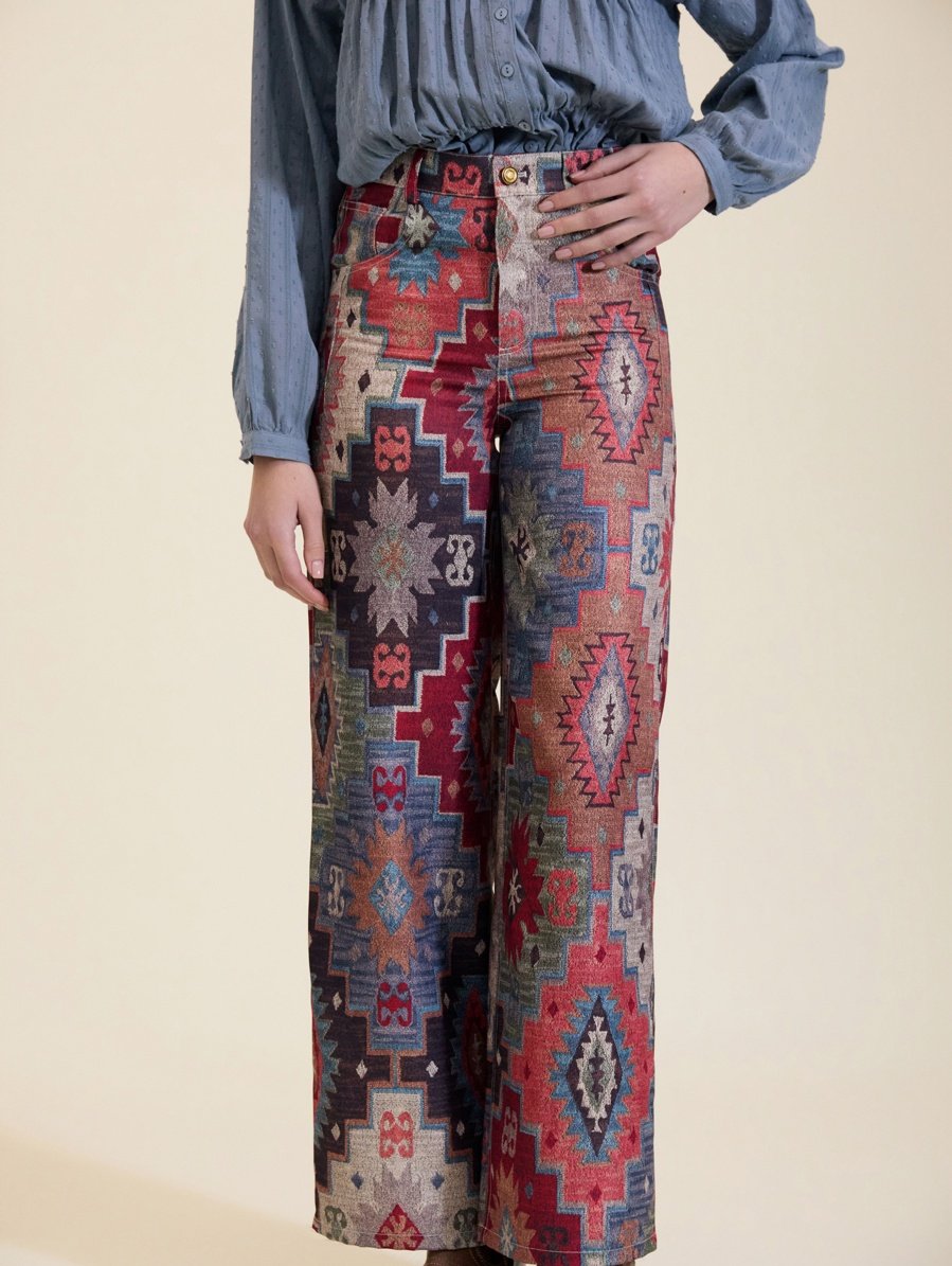 Pantalón Fluido Estampado Étnico
