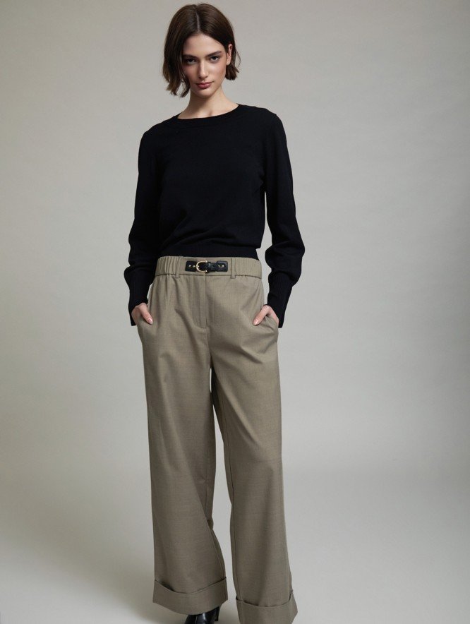 Pantalón de Vestir con Hebilla en Cintura