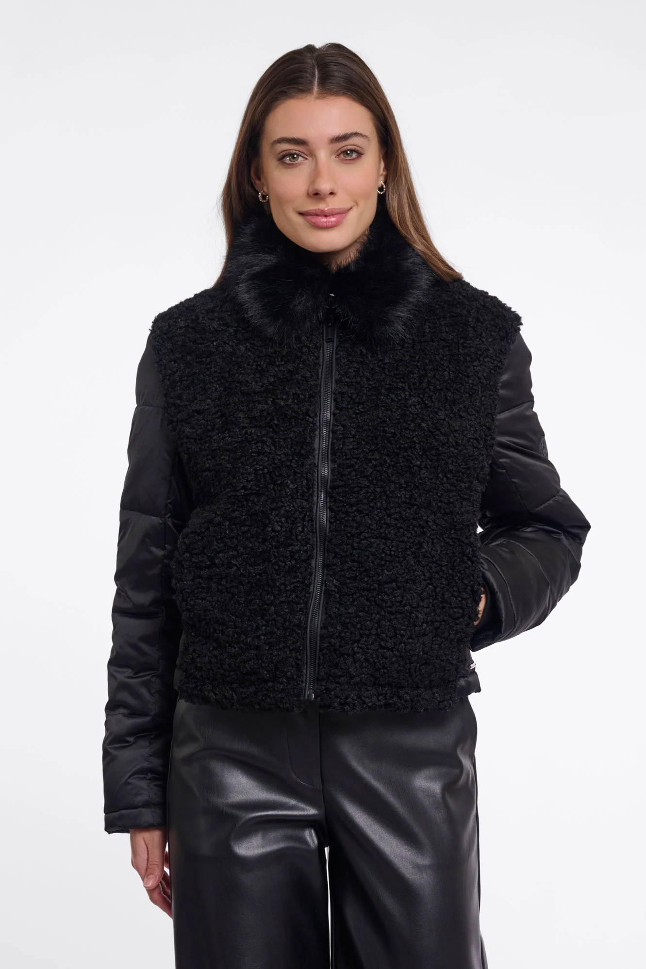 Chaqueta Bimateria con Contraste