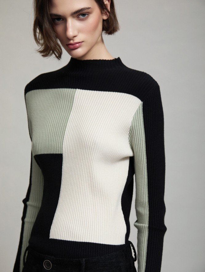 Jersey de Punto Canalé Colorblock