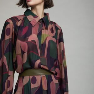 Camisa estampada con puños de polipiel